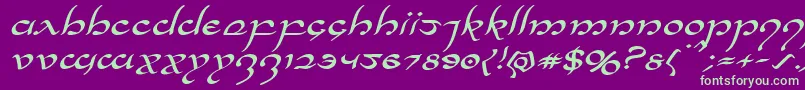 Halfelvenexpandital Font – Green Fonts on Purple Background