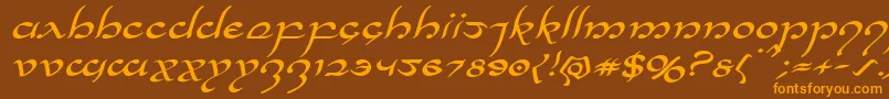 Halfelvenexpandital Font – Orange Fonts on Brown Background