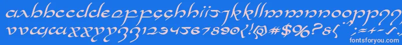 Halfelvenexpandital Font – Pink Fonts on Blue Background