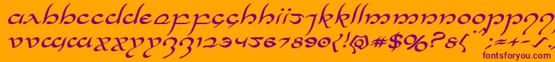 Halfelvenexpandital Font – Purple Fonts on Orange Background