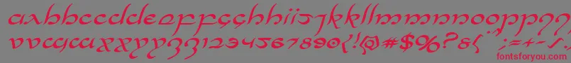 Halfelvenexpandital Font – Red Fonts on Gray Background