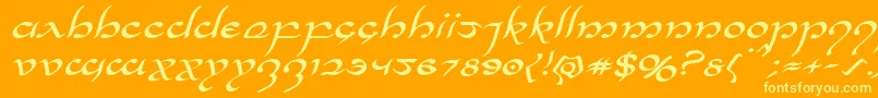 Halfelvenexpandital Font – Yellow Fonts on Orange Background