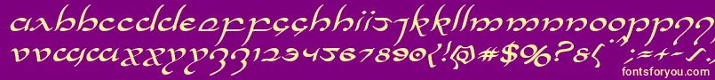 Halfelvenexpandital Font – Yellow Fonts on Purple Background