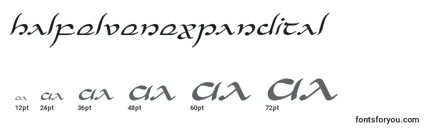 Размеры шрифта Halfelvenexpandital