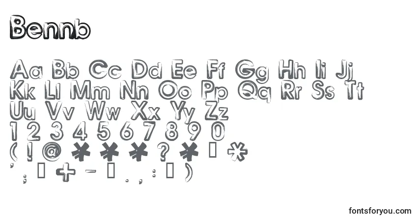 Czcionka Bennb – alfabet, cyfry, specjalne znaki