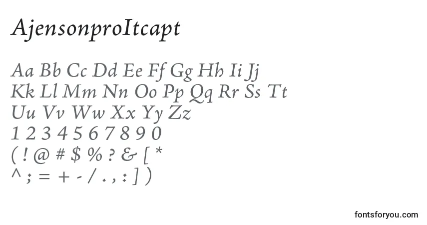 A fonte AjensonproItcapt – alfabeto, números, caracteres especiais
