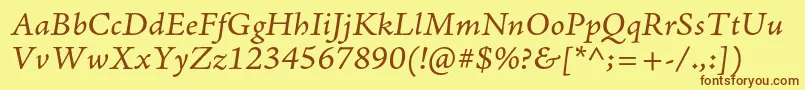 AjensonproItcapt-fontti – ruskeat fontit keltaisella taustalla