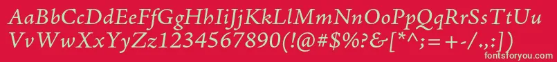 AjensonproItcapt Font – Green Fonts on Red Background