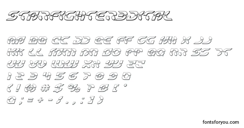 Czcionka Starfighter3Dital – alfabet, cyfry, specjalne znaki