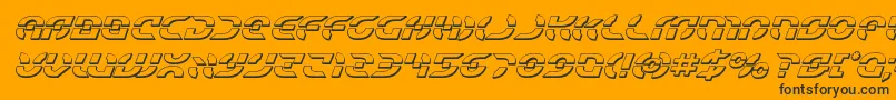 Starfighter3Dital-Schriftart – Schwarze Schriften auf orangefarbenem Hintergrund