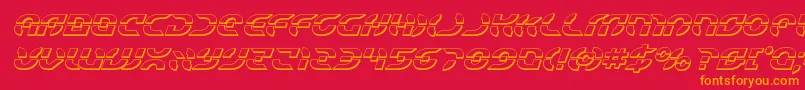 Starfighter3Dital-Schriftart – Orangefarbene Schriften auf rotem Hintergrund