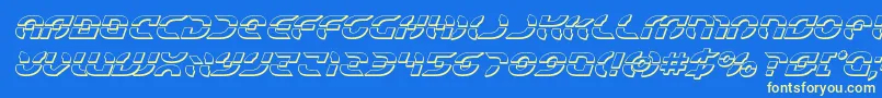 Starfighter3Dital-Schriftart – Gelbe Schriften auf blauem Hintergrund