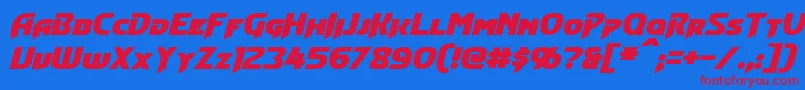 ConvoyBoldItalic Font – Red Fonts on Blue Background