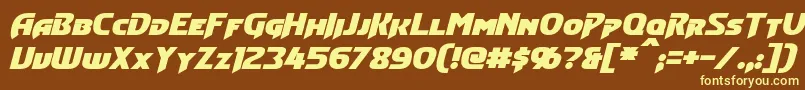 ConvoyBoldItalic-fontti – keltaiset fontit ruskealla taustalla