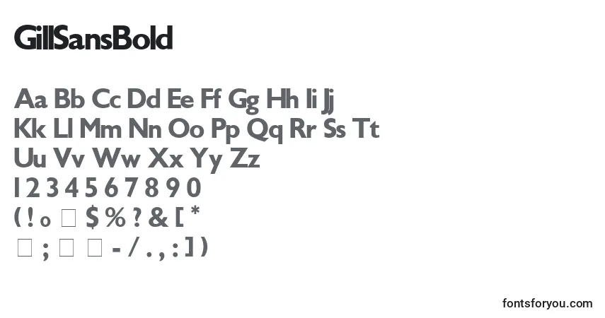Schriftart GillSansBold – Alphabet, Zahlen, spezielle Symbole