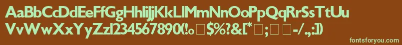 GillSansBold-fontti – vihreät fontit ruskealla taustalla