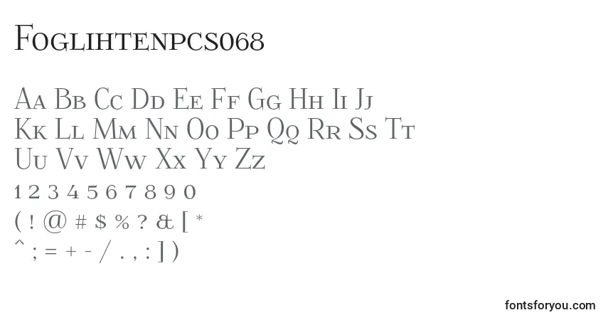 A fonte Foglihtenpcs068 – alfabeto, números, caracteres especiais