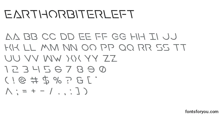 Шрифт Earthorbiterleft – алфавит, цифры, специальные символы