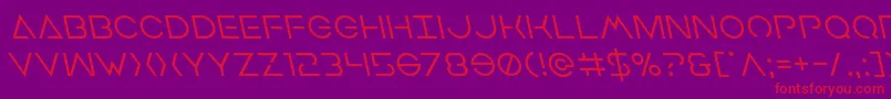 Czcionka Earthorbiterleft – czerwone czcionki na fioletowym tle