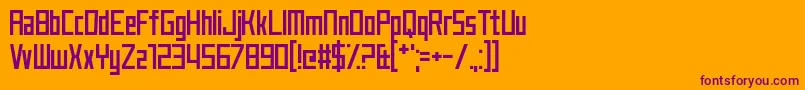 JustMyType-Schriftart – Violette Schriften auf orangefarbenem Hintergrund
