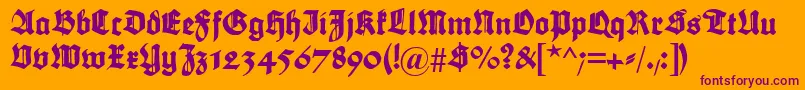 Maximilian-Schriftart – Violette Schriften auf orangefarbenem Hintergrund