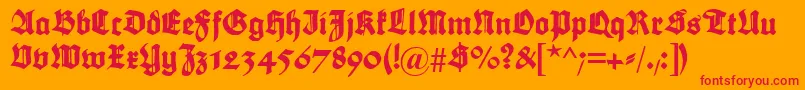 Maximilian-Schriftart – Rote Schriften auf orangefarbenem Hintergrund