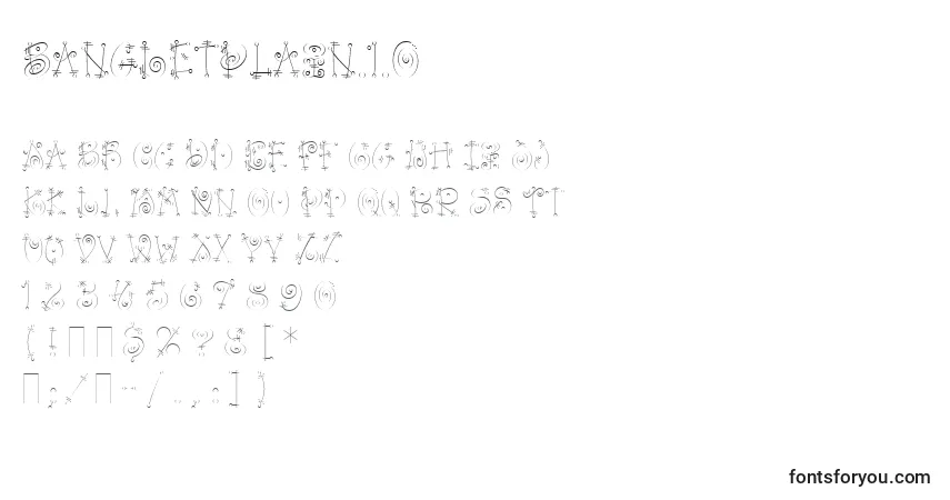 Czcionka BangLetPlain.1.0 – alfabet, cyfry, specjalne znaki