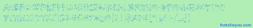 BangLetPlain.1.0-fontti – siniset fontit vihreällä taustalla