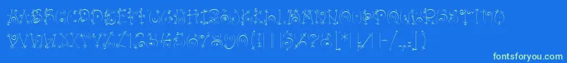 BangLetPlain.1.0-Schriftart – Grüne Schriften auf blauem Hintergrund