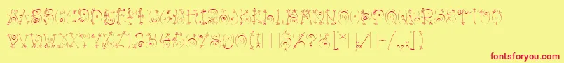 BangLetPlain.1.0 Font – Red Fonts on Yellow Background