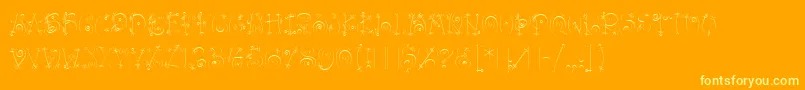 BangLetPlain.1.0-Schriftart – Gelbe Schriften auf orangefarbenem Hintergrund