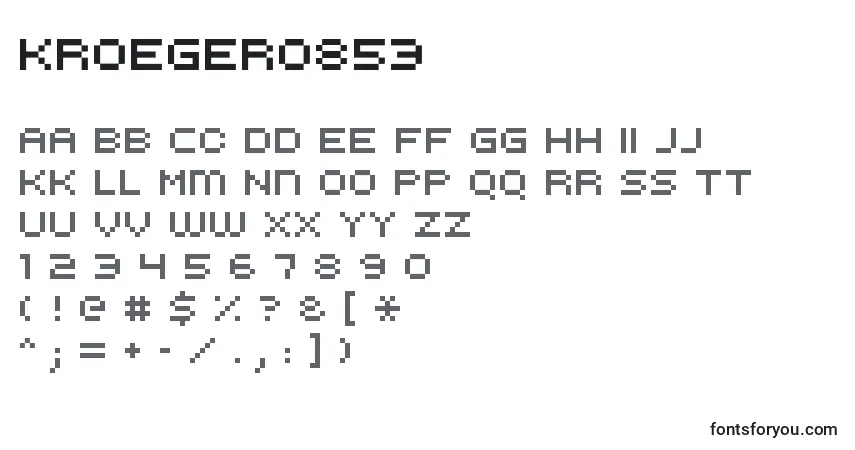 Czcionka Kroeger0853 – alfabet, cyfry, specjalne znaki