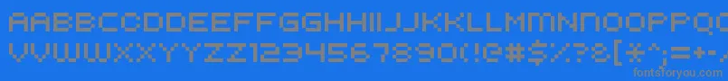Kroeger0853-fontti – harmaat kirjasimet sinisellä taustalla