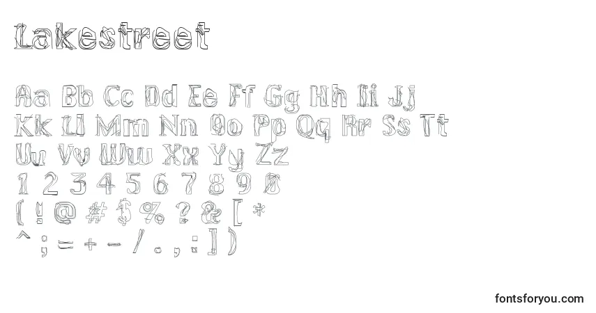 Czcionka Lakestreet – alfabet, cyfry, specjalne znaki