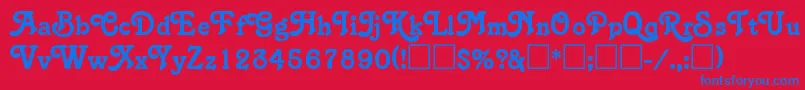 フォントSalinaRegular – 赤い背景に青い文字