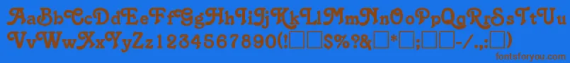 フォントSalinaRegular – 茶色の文字が青い背景にあります。