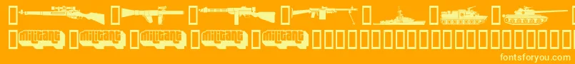 Шрифт MilitaryDingbatsDemoFenotype – жёлтые шрифты на оранжевом фоне