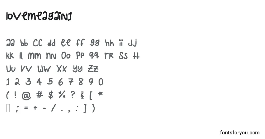 Schriftart Lovemeagain1 – Alphabet, Zahlen, spezielle Symbole