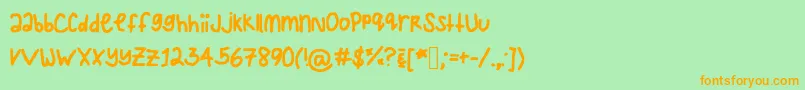 Lovemeagain1 Font – Orange Fonts on Green Background