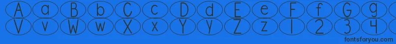 DjbStandardizedTestOval Font – Black Fonts on Blue Background