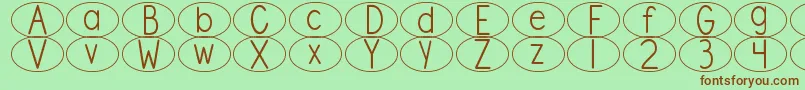 DjbStandardizedTestOval Font – Brown Fonts on Green Background