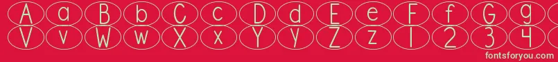 DjbStandardizedTestOval Font – Green Fonts on Red Background