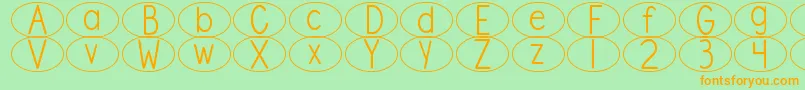 DjbStandardizedTestOval Font – Orange Fonts on Green Background