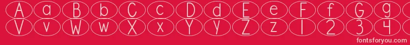DjbStandardizedTestOval Font – Pink Fonts on Red Background