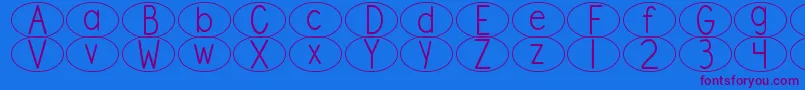 DjbStandardizedTestOval Font – Purple Fonts on Blue Background