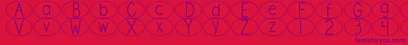 DjbStandardizedTestOval-Schriftart – Violette Schriften auf rotem Hintergrund