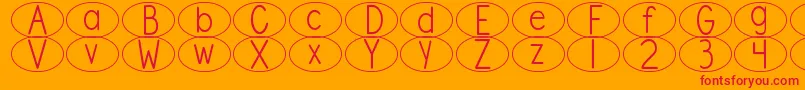 DjbStandardizedTestOval Font – Red Fonts on Orange Background