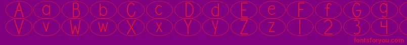 DjbStandardizedTestOval Font – Red Fonts on Purple Background