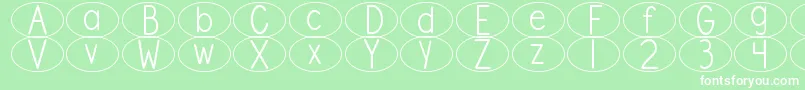 DjbStandardizedTestOval-Schriftart – Weiße Schriften auf grünem Hintergrund