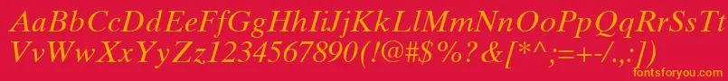 フォントTimesTenGreekInclined – 赤い背景にオレンジの文字